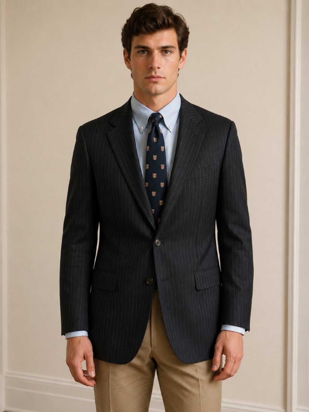 Brooks Brothers Makers Brooksease Men's 44R Pinstripe Blazer Made USA Vintage